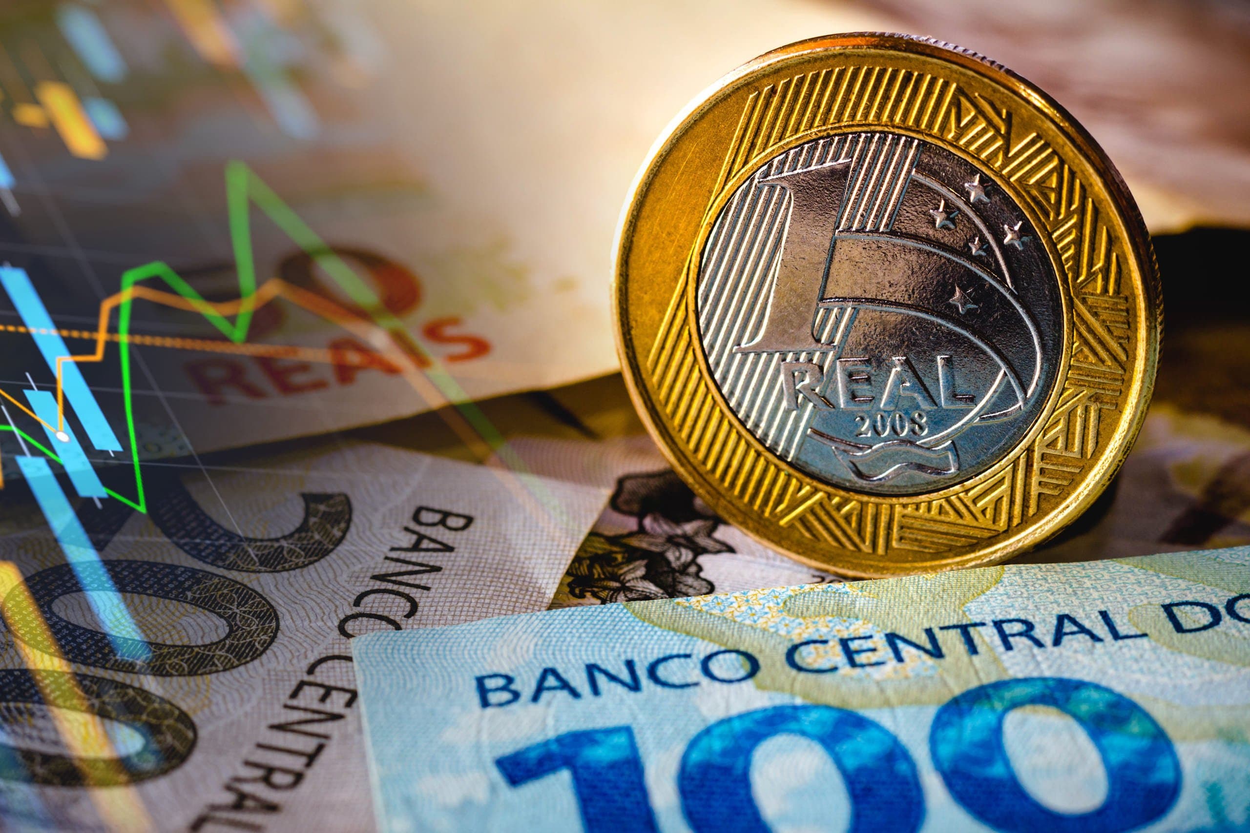 Real digital: notas de cinquenta, cem e duzentos reais e moeda de um real