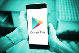 celular com símbolo Google Play (cartão de crédito no Google Play)