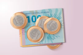 notas e moedas brasileiras (empréstimo FGTS do Banco Safra)