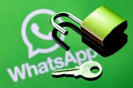 Golpe do WhatsApp: logo do WhatsApp, chave e cadeado